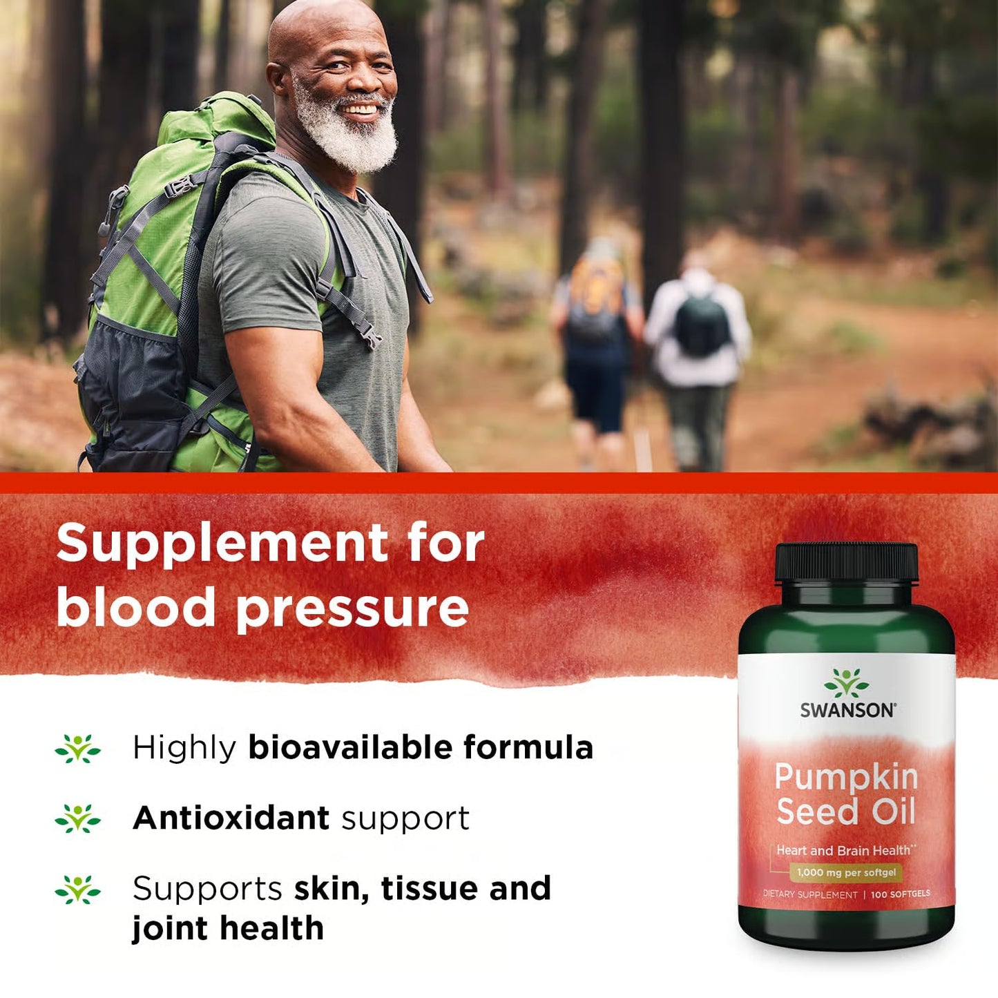Side view of Swanson Pumpkin Seed Oil 1000mg bottle