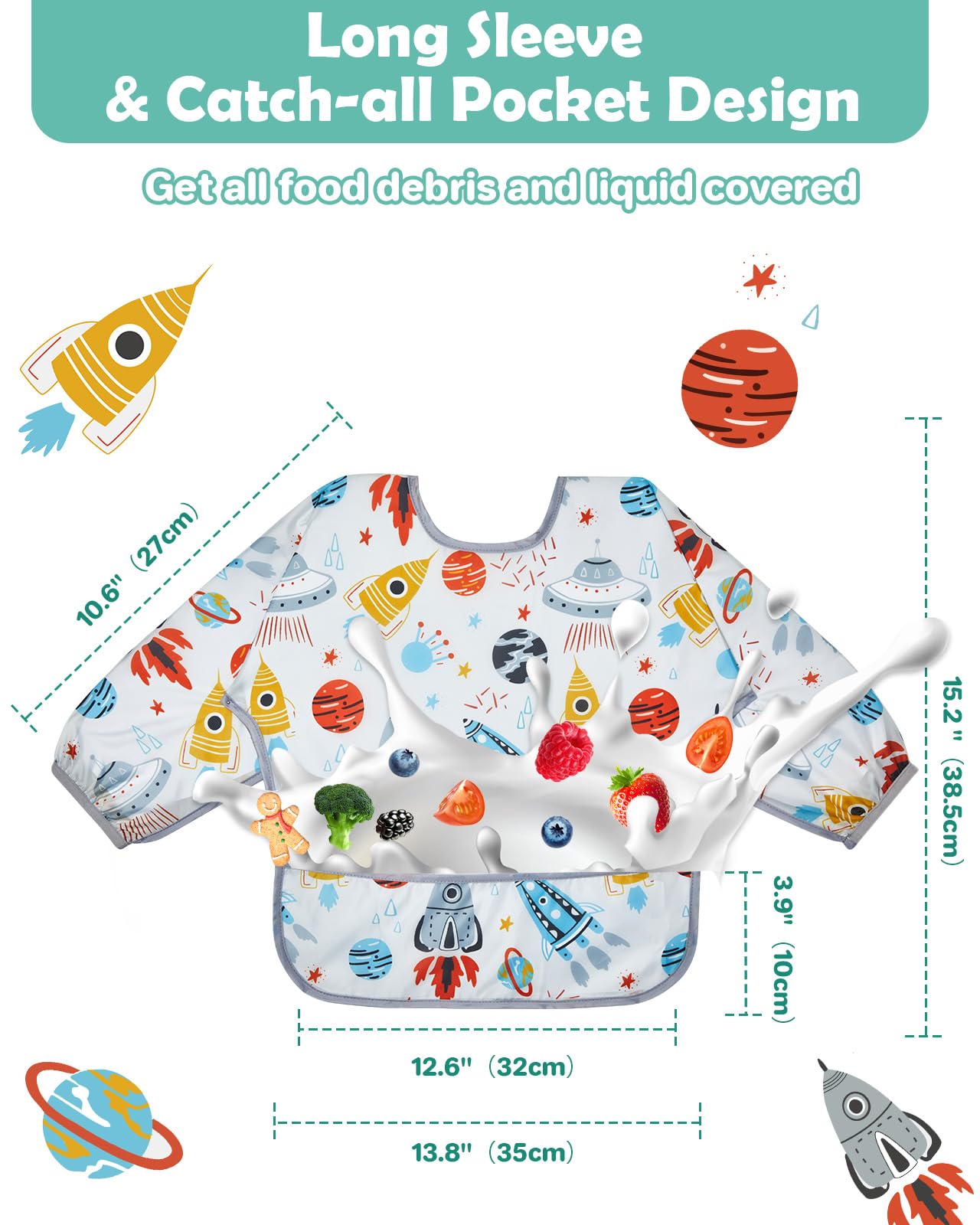 Lictin toddler smock for eating displaying the comfortable back tie closure
