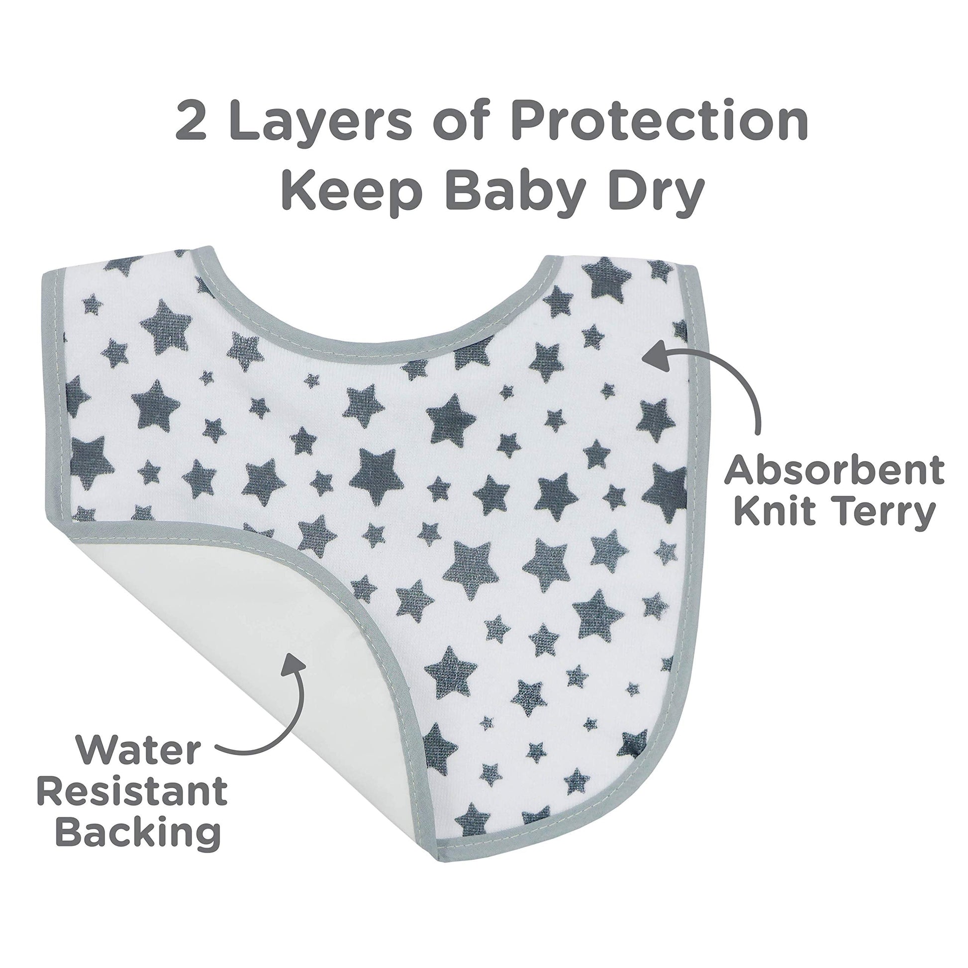 Close up view of the absorbent terry cloth fabric on the Neat Solutions infant bibs