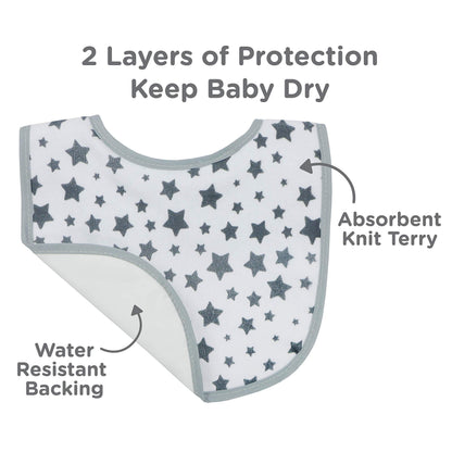 Close up view of the absorbent terry cloth fabric on the Neat Solutions infant bibs