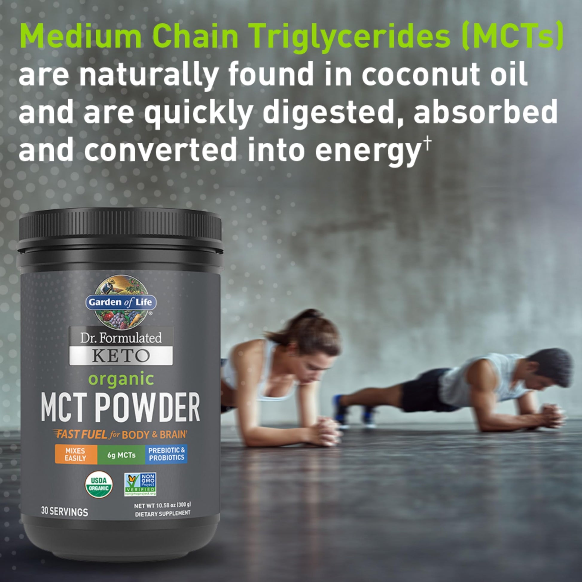 Back label of Garden of Life Keto Organic MCT powder ingredients