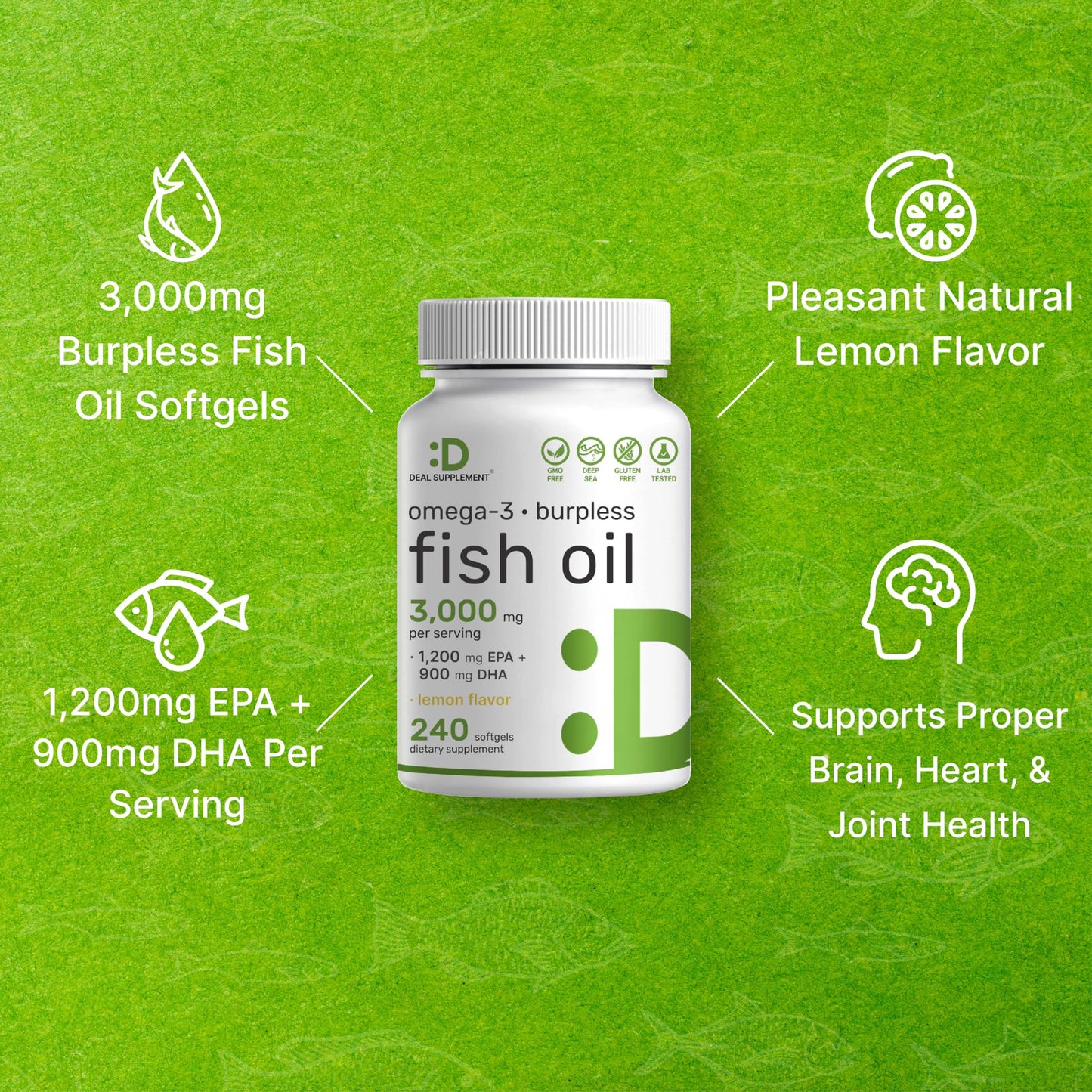Deal Supplement wild caught lemon flavored fish oil softgels