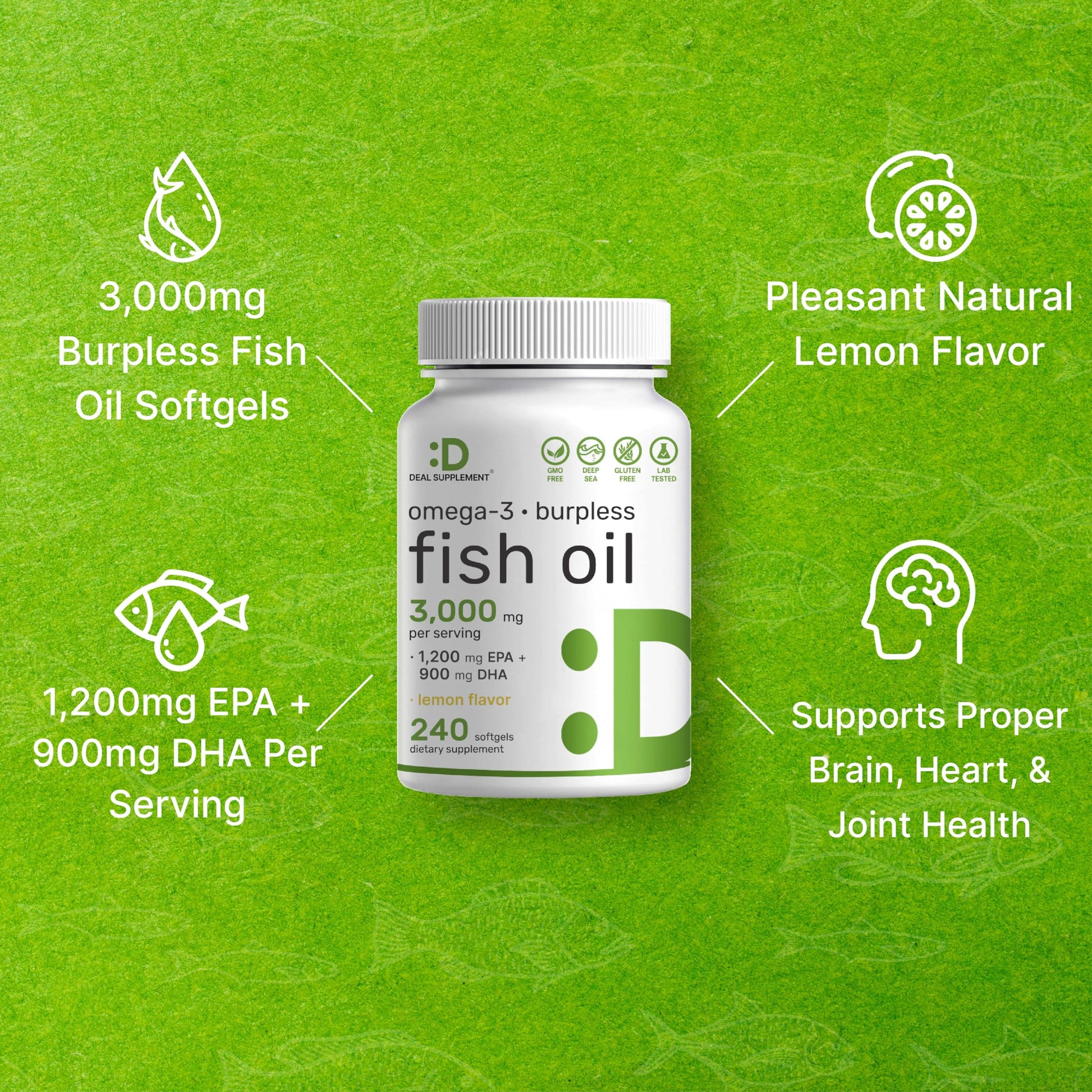 Deal Supplement wild caught lemon flavored fish oil softgels