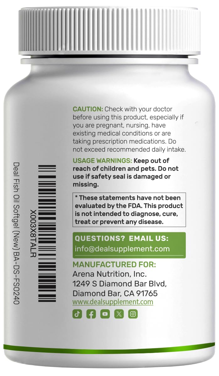 Premium fish oil softgels for heart and brain support