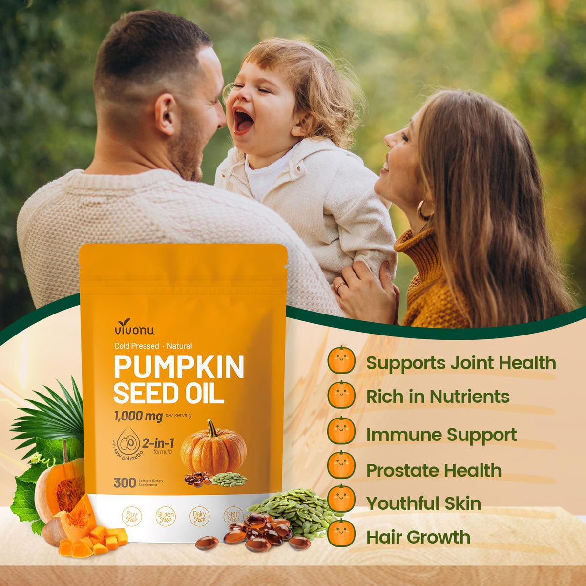 Cold pressed virgin pumpkin seed oil softgels macro view