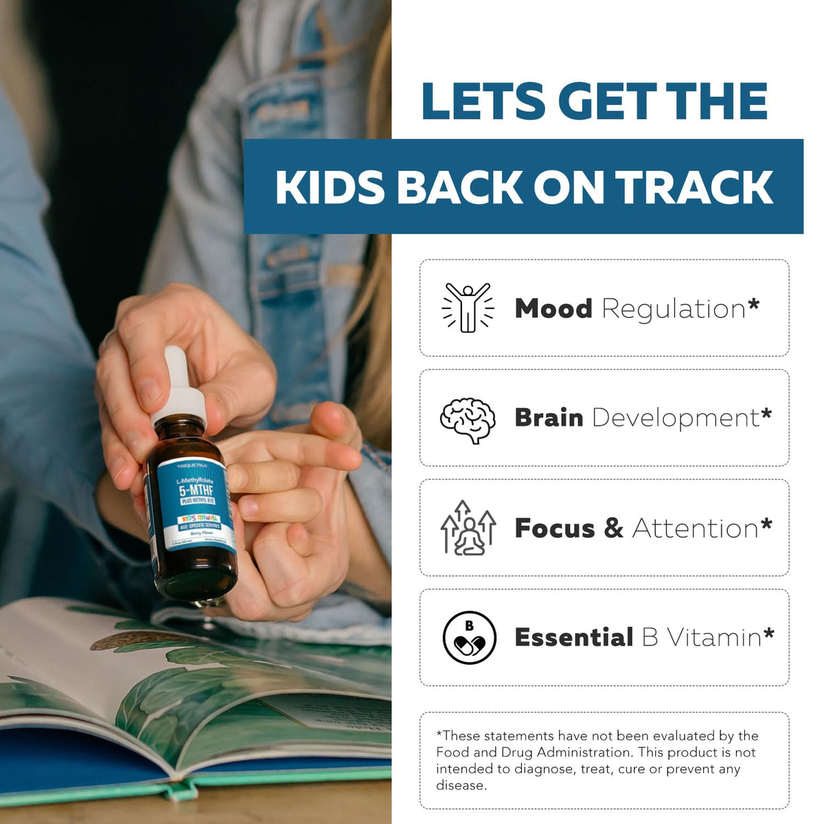 Triquetra Health Kids L-Methylfolate nutritional supplement facts label