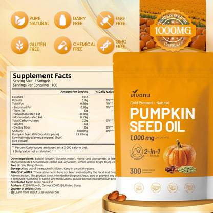 Nutrition facts label on VivoNu Pumpkin Seed Oil pouch