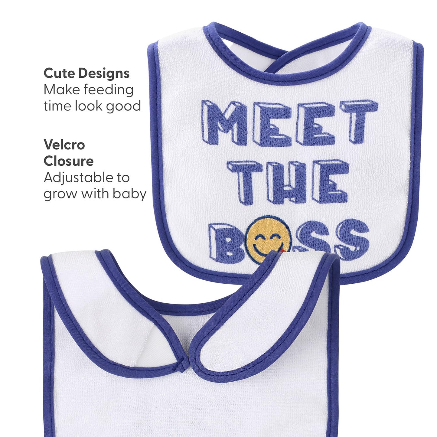 Adjustable hook and loop neckline closure detail on the newborn feeding cloth