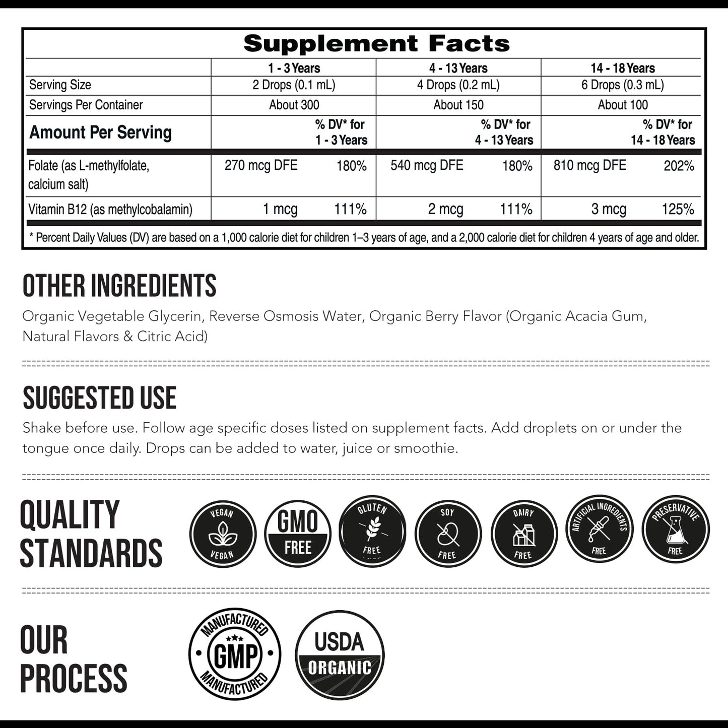 Side profile of Triquetra Kids MTHFR support supplement 30 ml