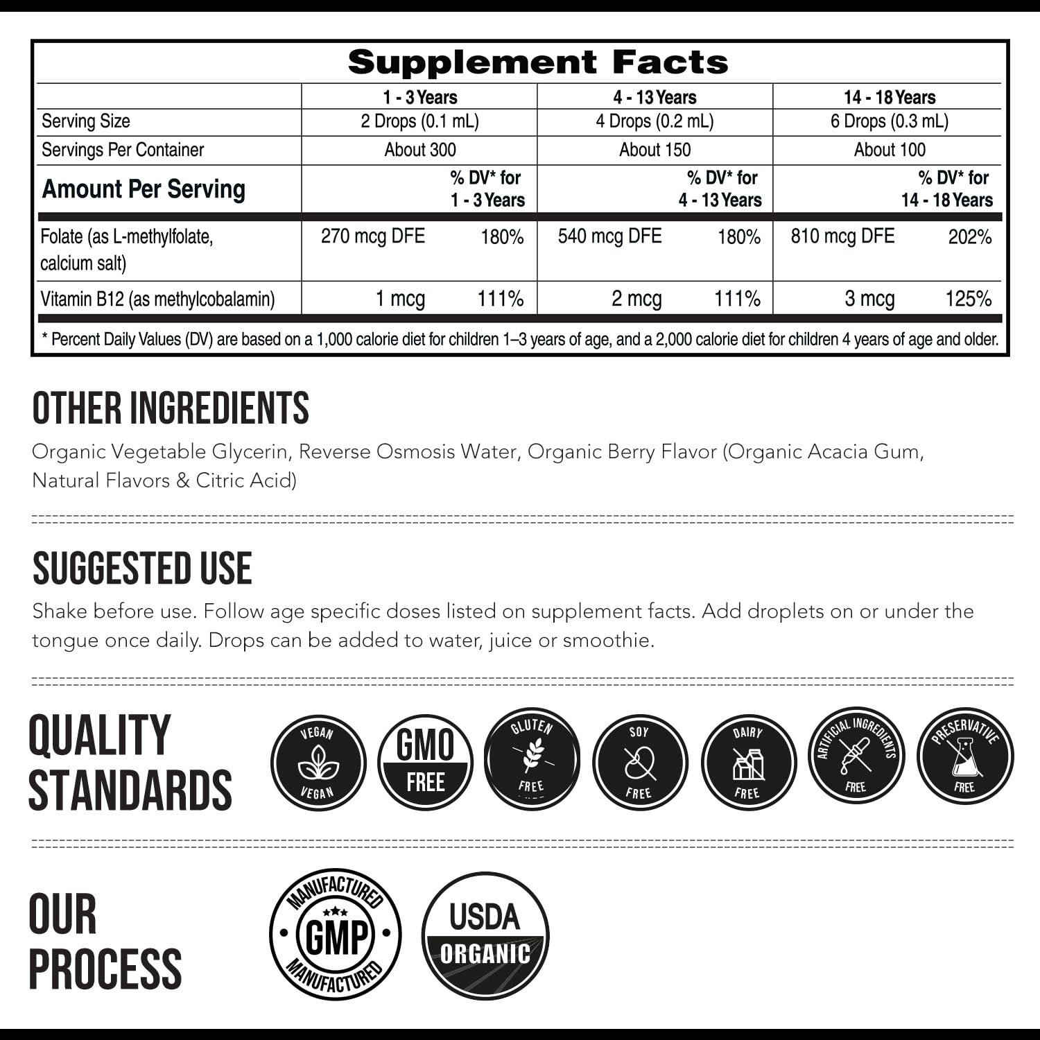 Side profile of Triquetra Kids MTHFR support supplement 30 ml