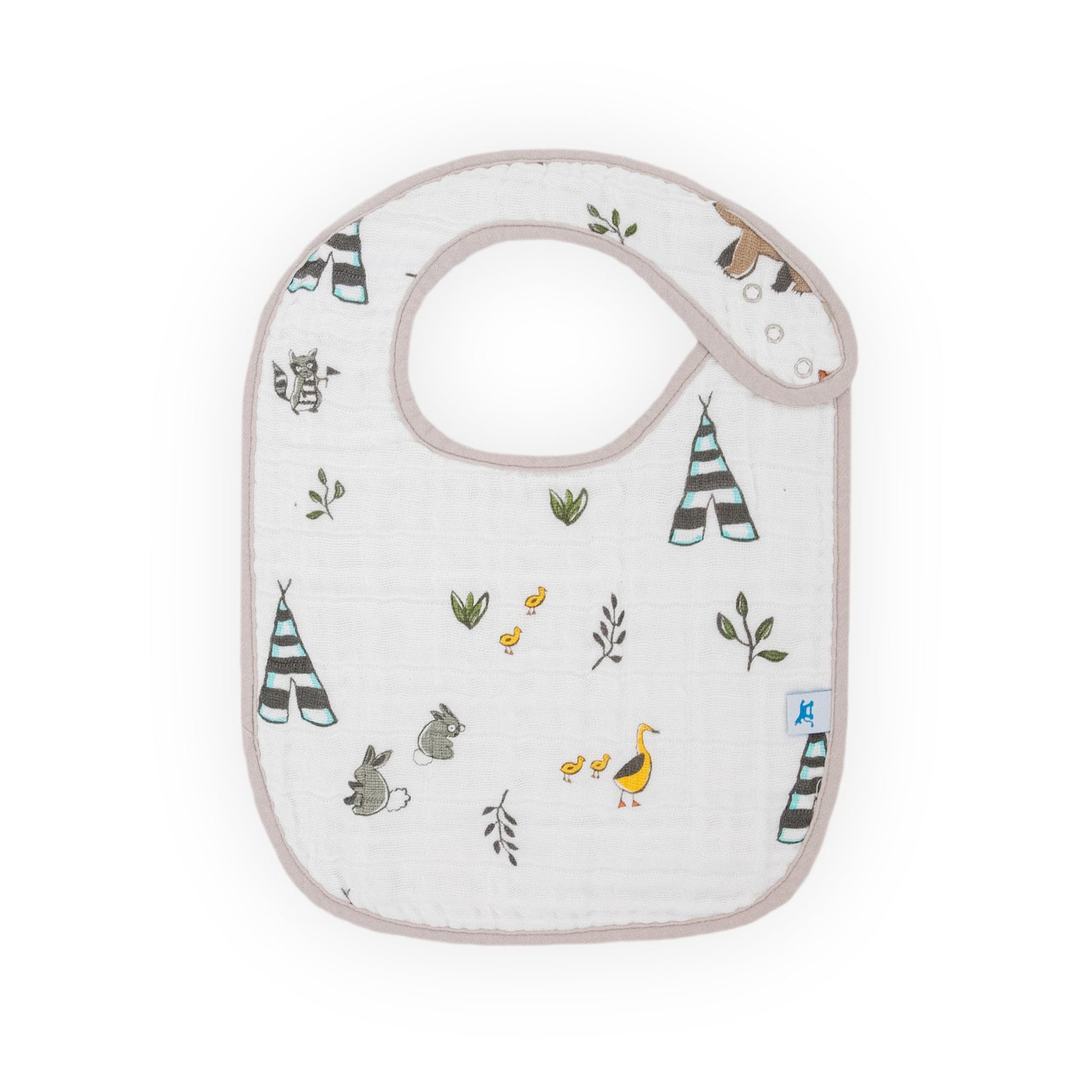Three layers of highly absorbent premium cotton muslin baby feeding bibs close up