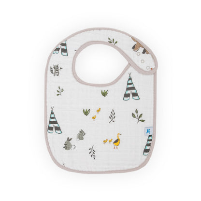 Three layers of highly absorbent premium cotton muslin baby feeding bibs close up
