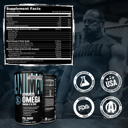 Side view of Animal Advanced Omega 3 fish oil bottle
