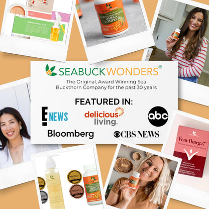 Standard 120 count SeabuckWonders sea buckthorn softgel packaging layout