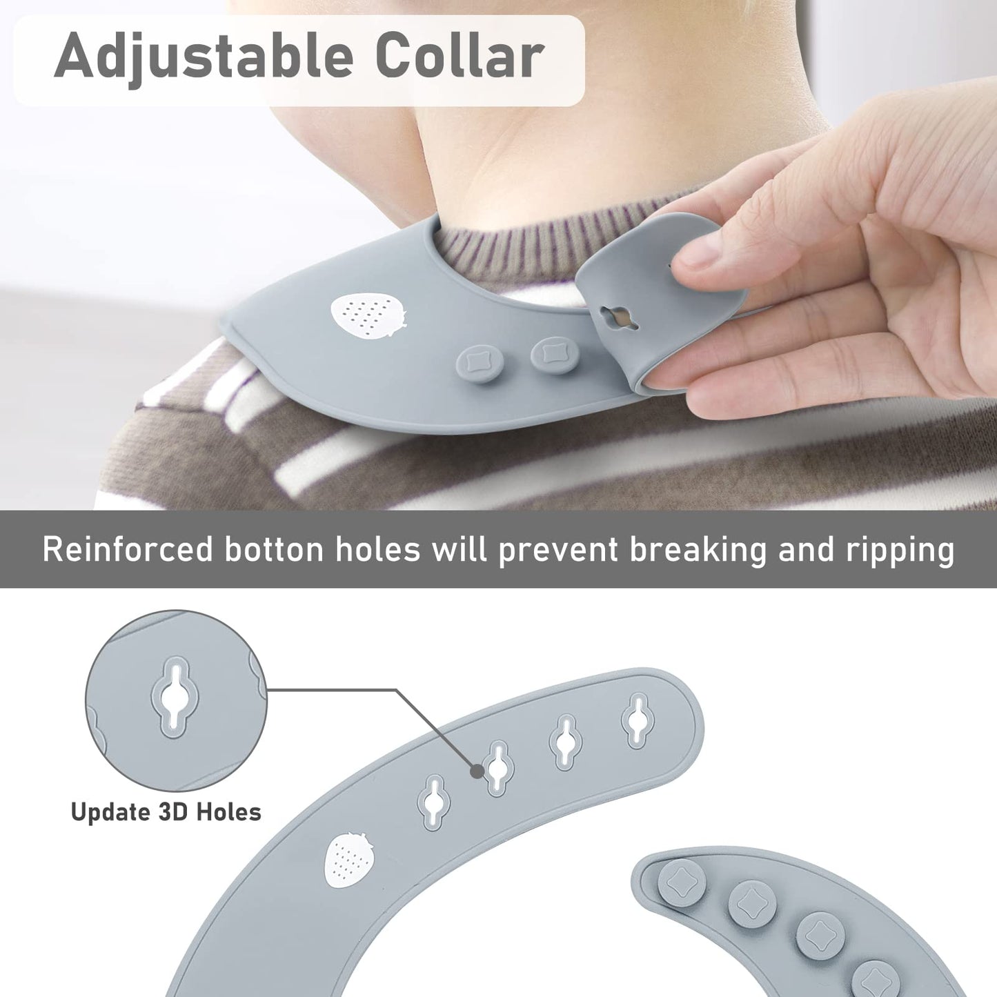 Flexible and soft texture of ME.FAN toddler bib being rolled up for travel