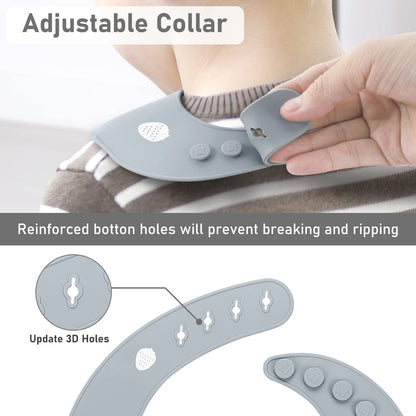 Flexible and soft texture of ME.FAN toddler bib being rolled up for travel