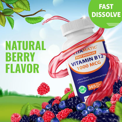 Side profile of Vitamatic B12 1000 mcg tablets