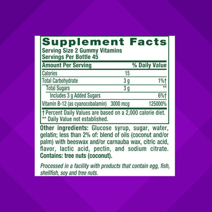 Vitafusion dietary supplement for adults showing natural cherry flavored gummies