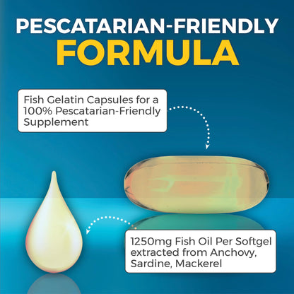Triple strength fish oil capsules for heart and brain health
