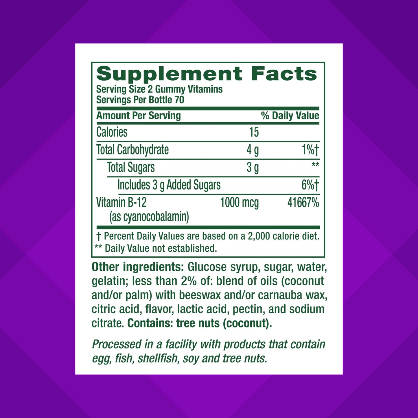 Authentic Vitafusion B12 energy support chewable gummies with zero high fructose corn syrup