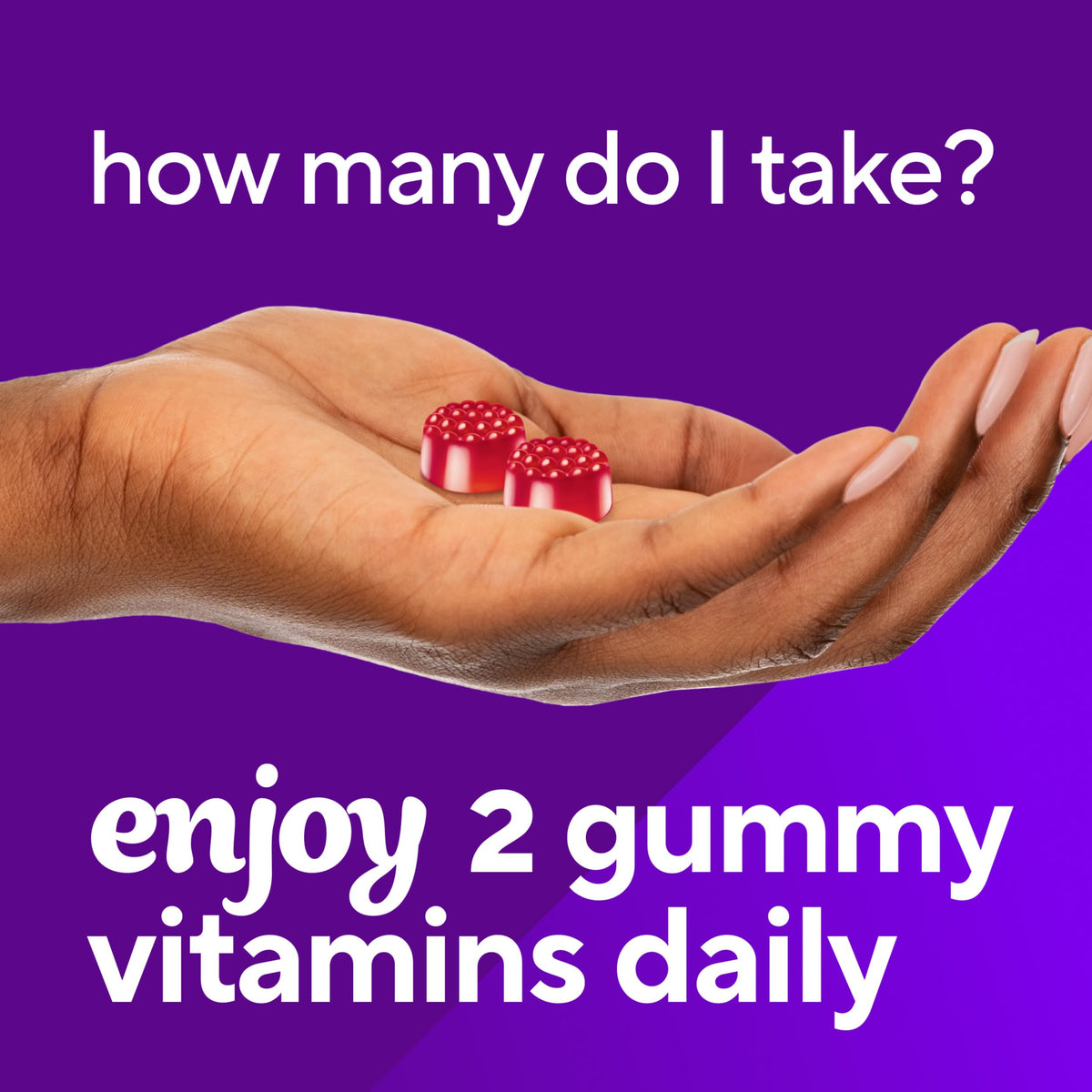 Vitafusion B12 adult dietary supplement gummies top angle view highlighting clean ingredients