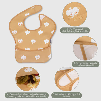 Adjustable hook and loop closure on Soarwg Kids baby bibs