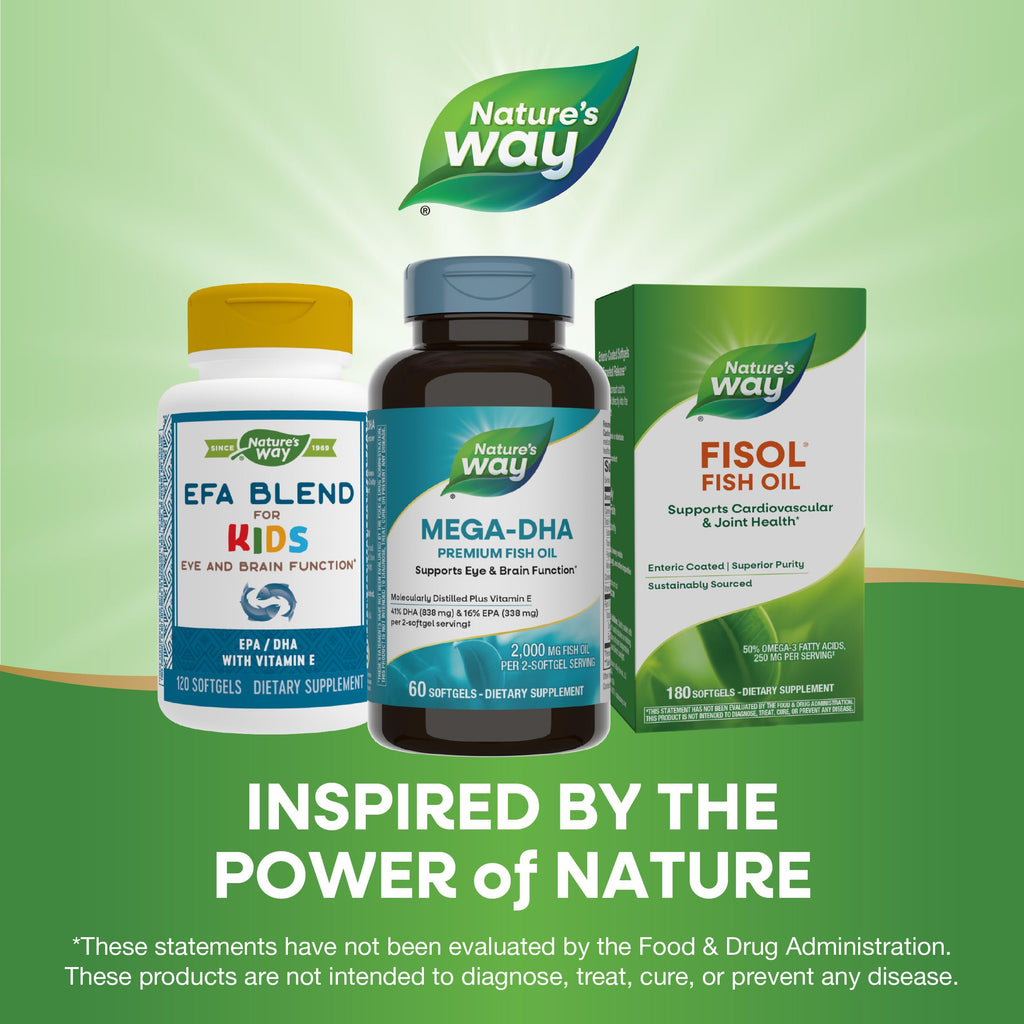 Nature's Way premium fish oil packaging box and bottle setup for retail display