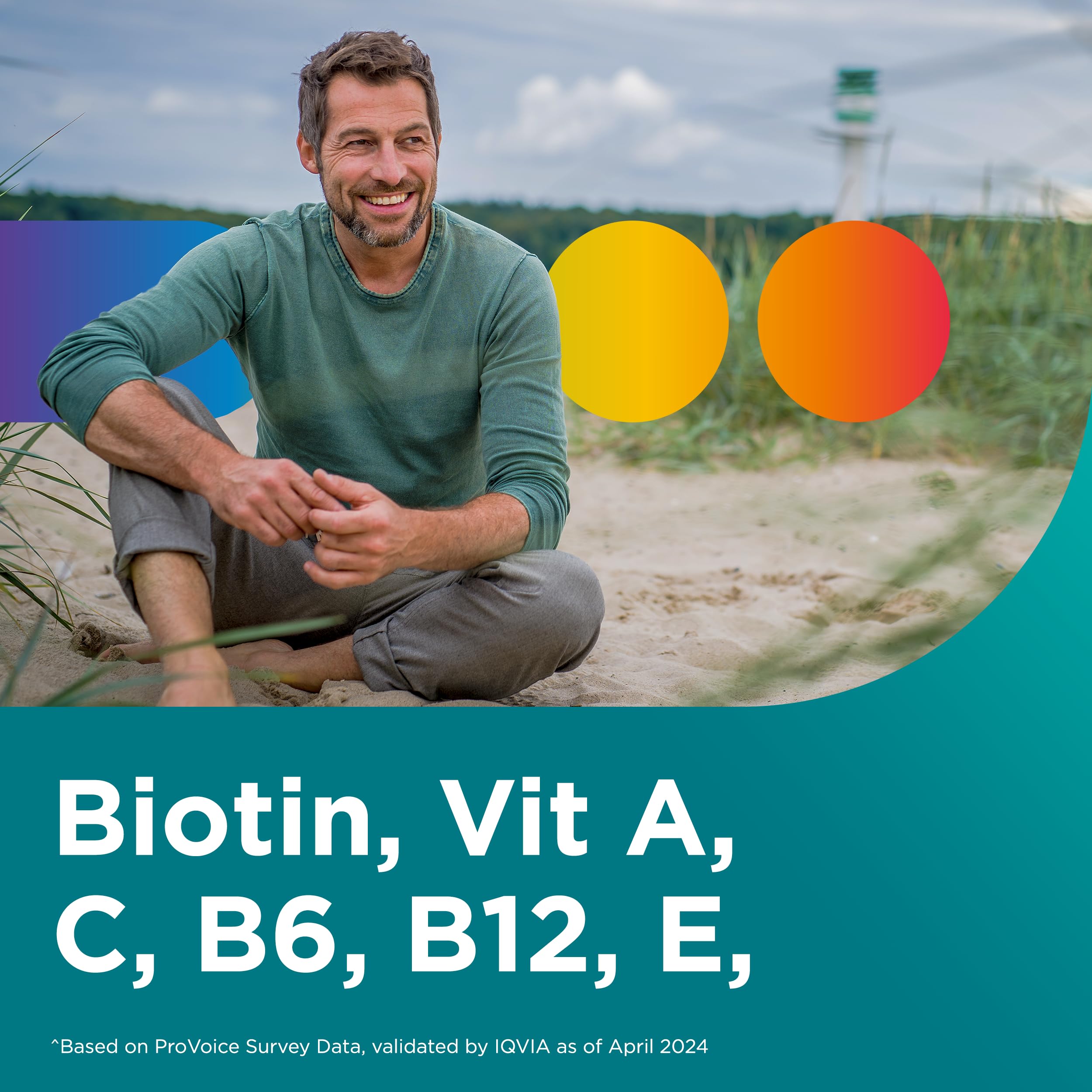 Centrum Men Multigummies supplement facts panel displaying nutritional values for vitamins B12, C, and D3.