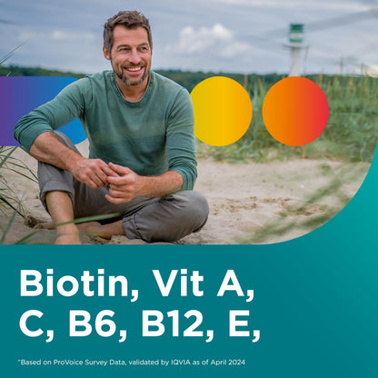 Centrum Men Multigummies supplement facts panel displaying nutritional values for vitamins B12, C, and D3.
