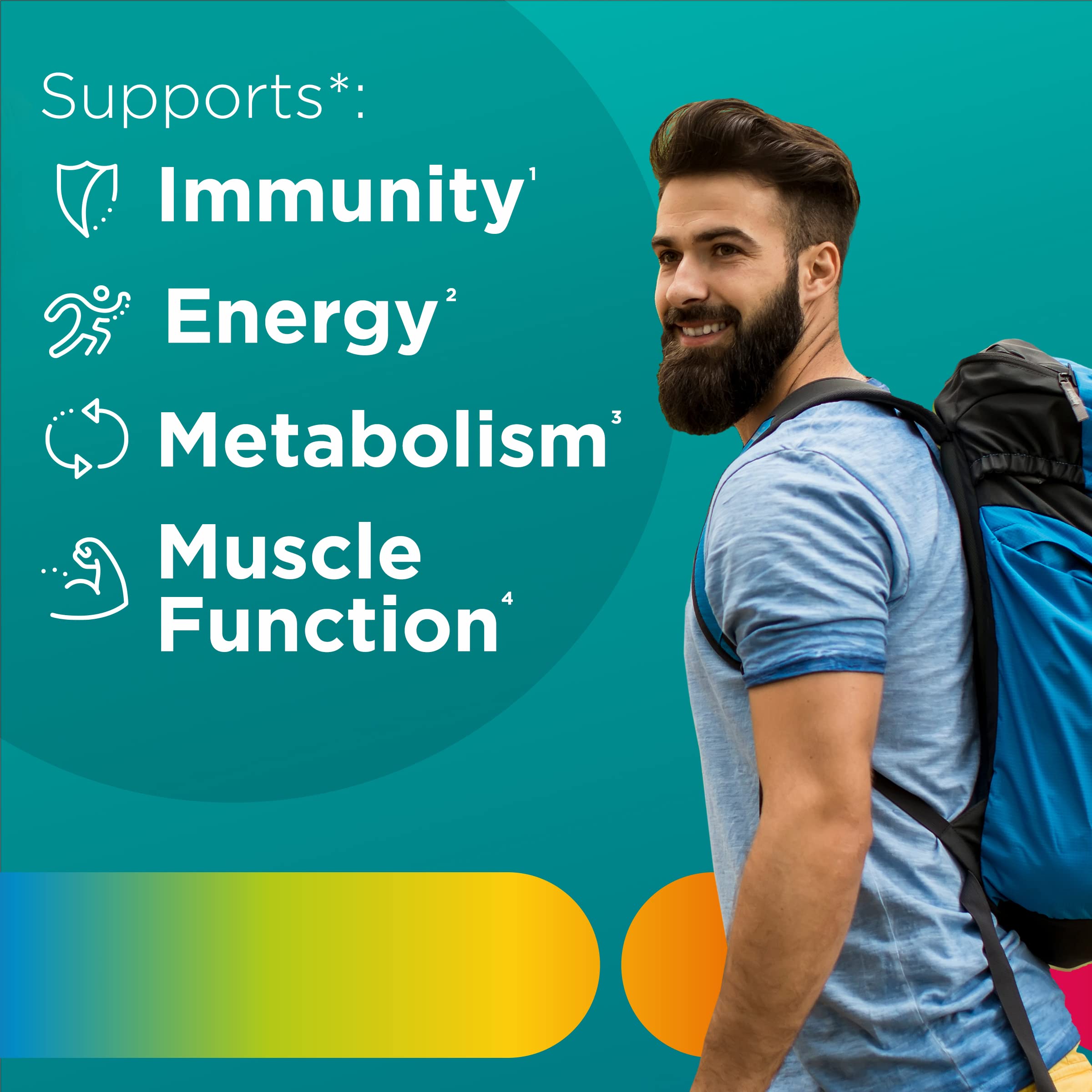 Close-up view of the premium gelatin-free chewable men's health vitamins by Centrum brand.