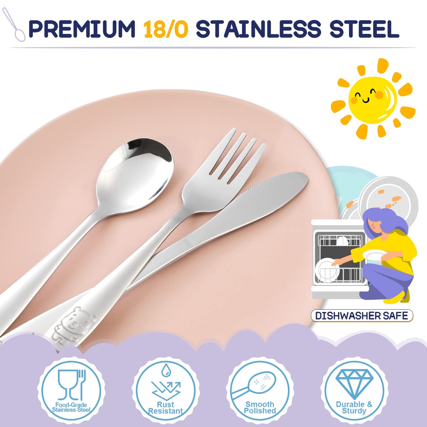 Vitever toddler silverware with animal motifs
