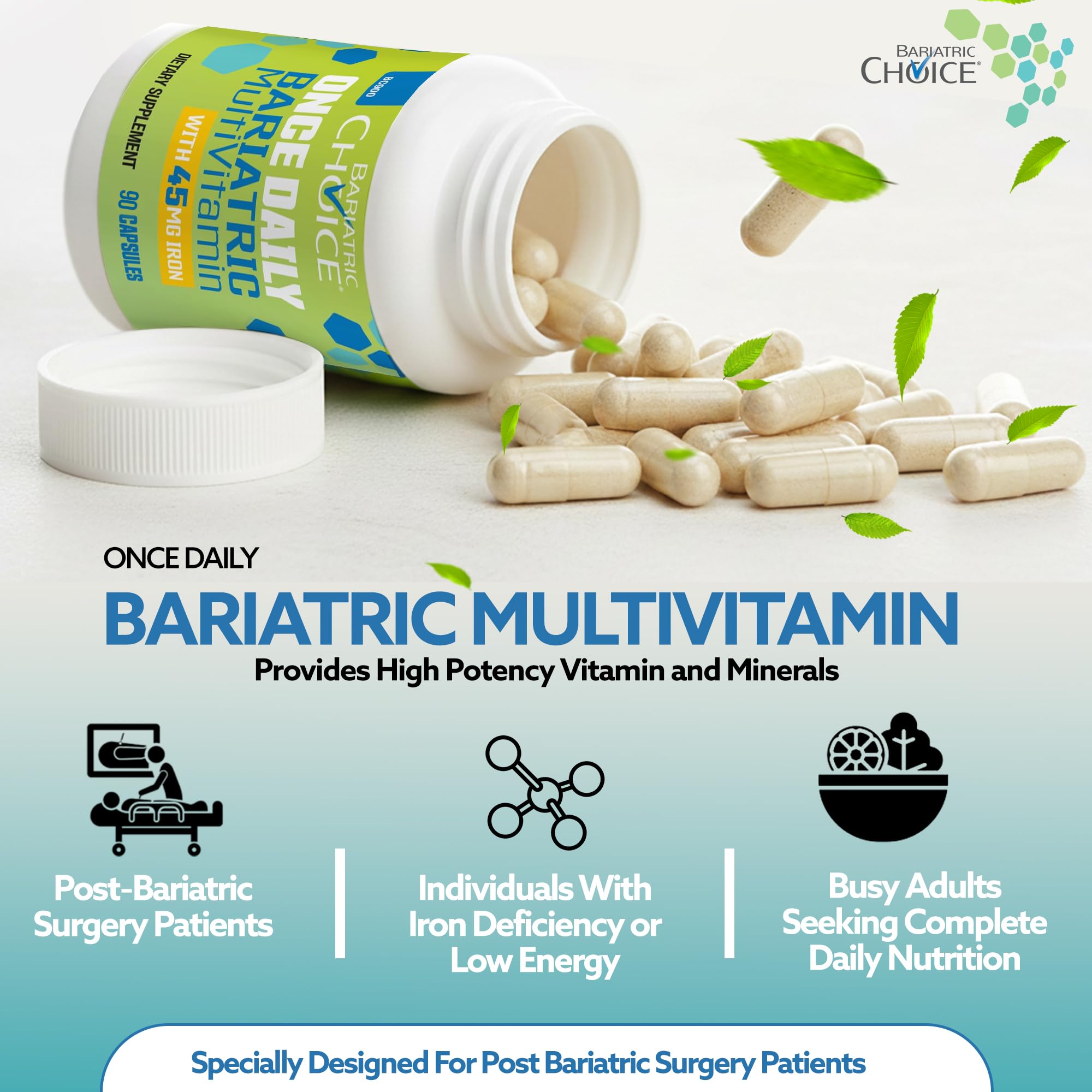 Fast dissolving vegetarian capsules of Bariatric Choice post surgery multivitamin