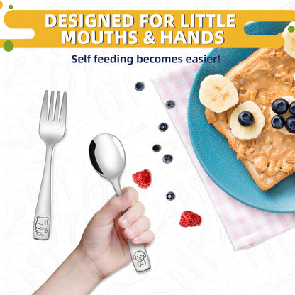 Ergonomic stainless steel utensils for toddlers