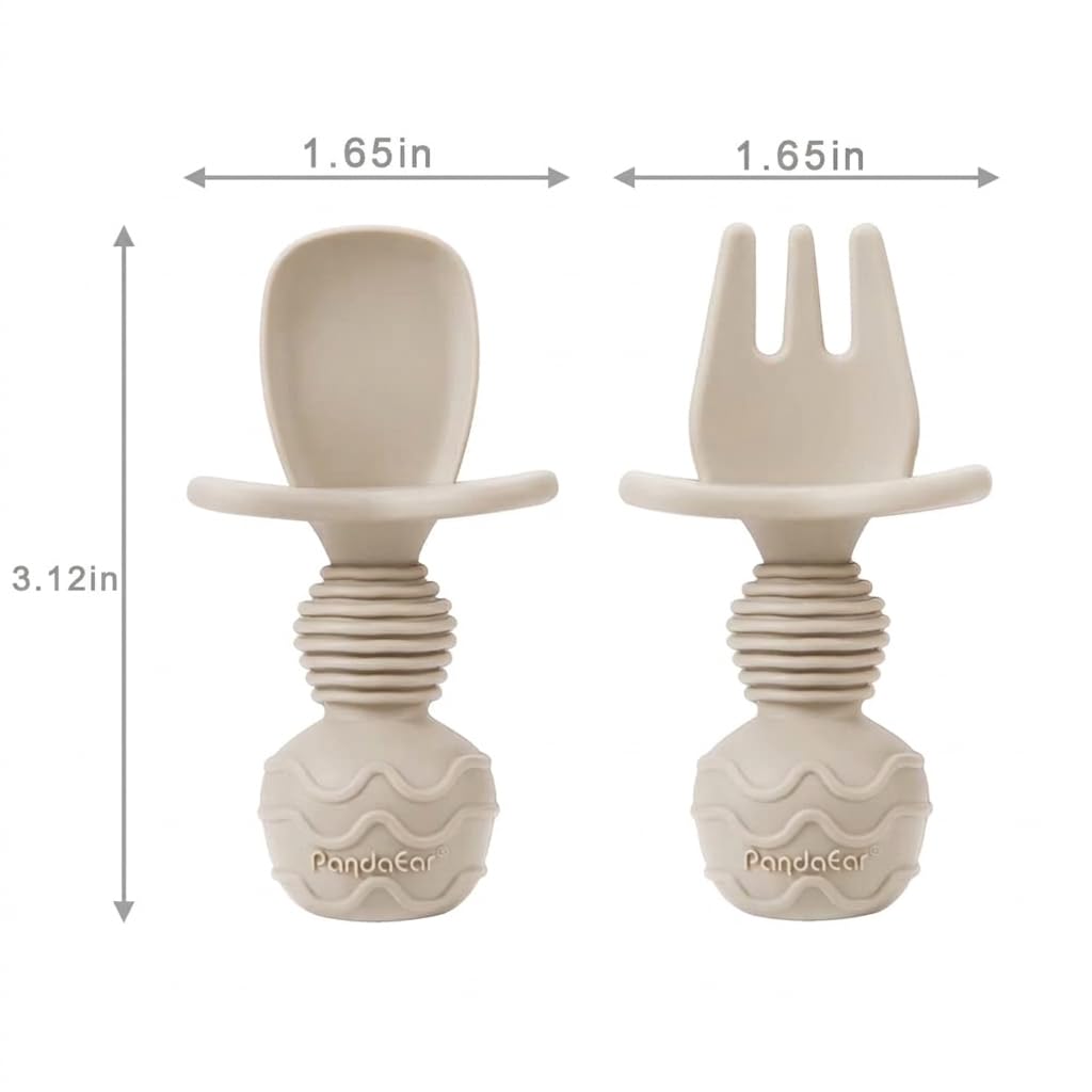 PandaEar baby led weaning utensil set with anti-choke barrier