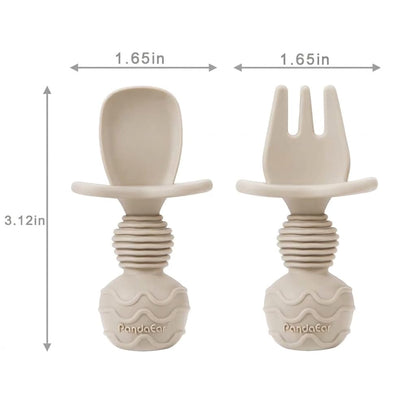 PandaEar baby led weaning utensil set with anti-choke barrier