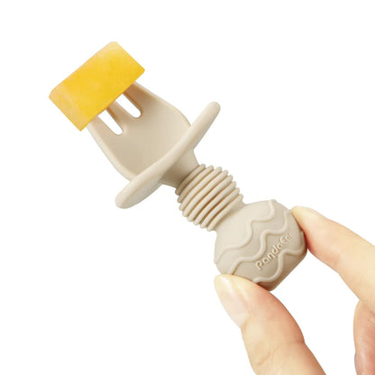Close up of PandaEar silicone spoons showing ergonomic handle design