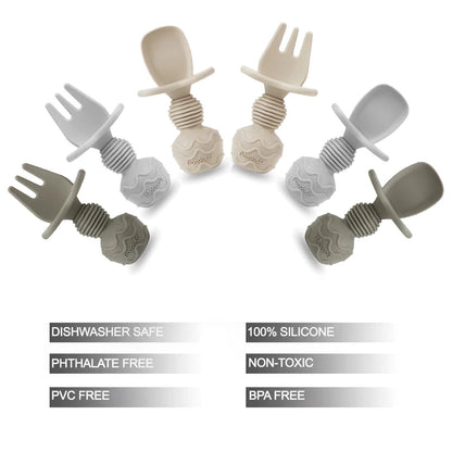 Top view of PandaEar 6 pack self-feeding utensils for infants