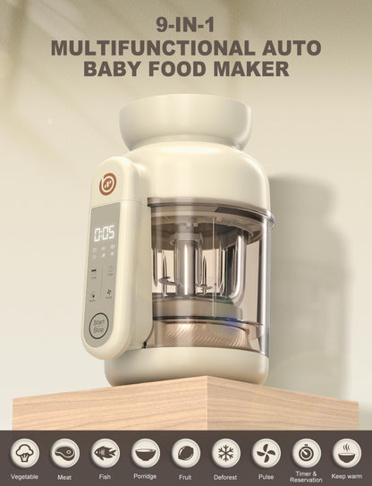BABYNUTRI glass baby food mill showing the detachable premium glass bowl and precision blades.