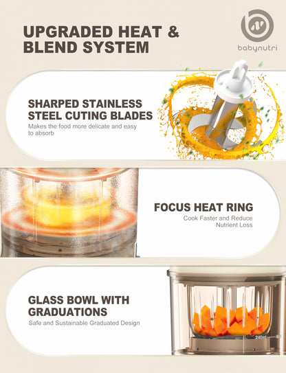 BABYNUTRI automatic baby food manufacturer components disassembled for easy dishwasher cleaning.