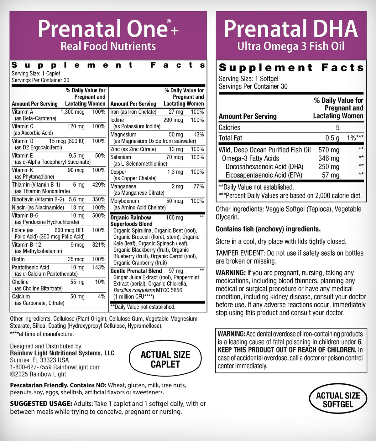 Rainbow Light Prenatal Daily Duo multivitamin caplets bottle
