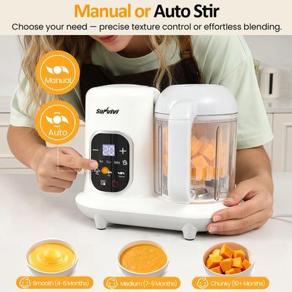 Sunvivi baby food processor unfreezing batch-prepped meals using the automatic heating program