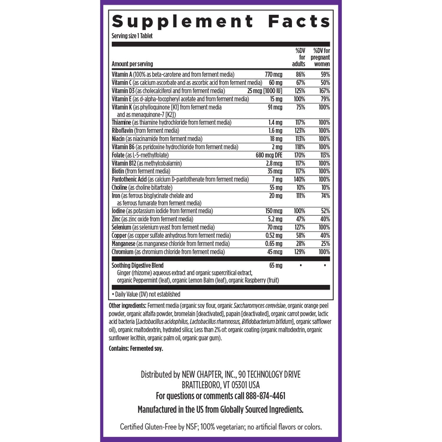 Side view of New Chapter prenatal vitamins packaging