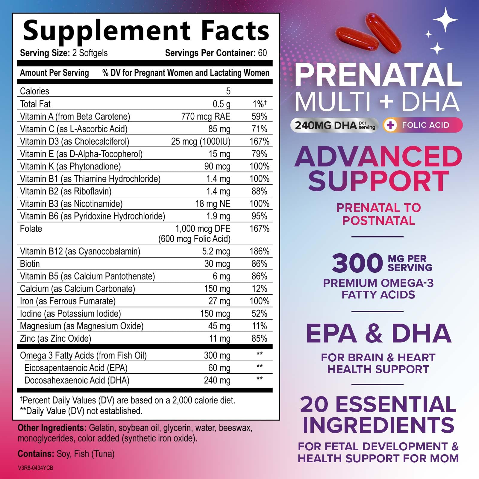 Bottle of Natures Nutrition Prenatal vitamins for women