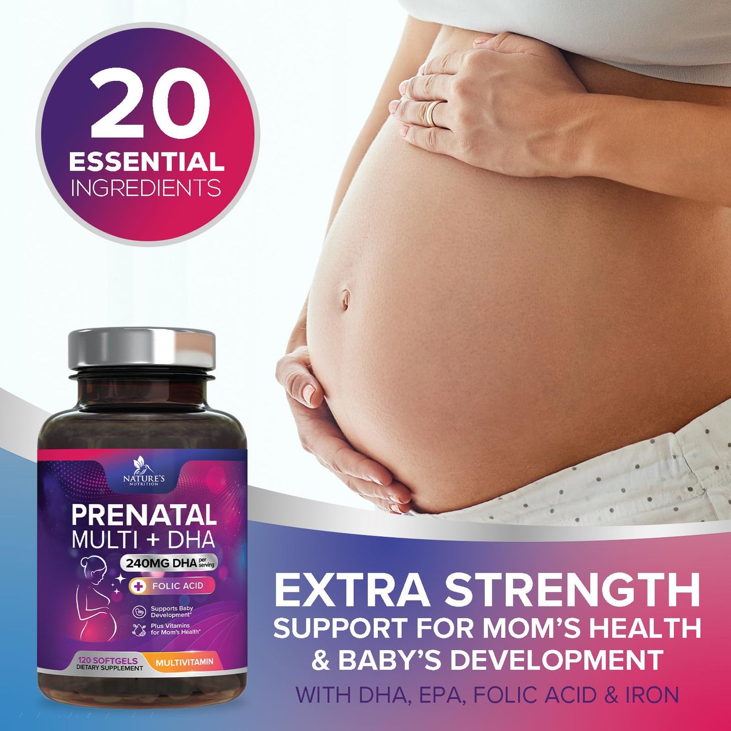 Authentic USA imported Natures Nutrition prenatal softgels