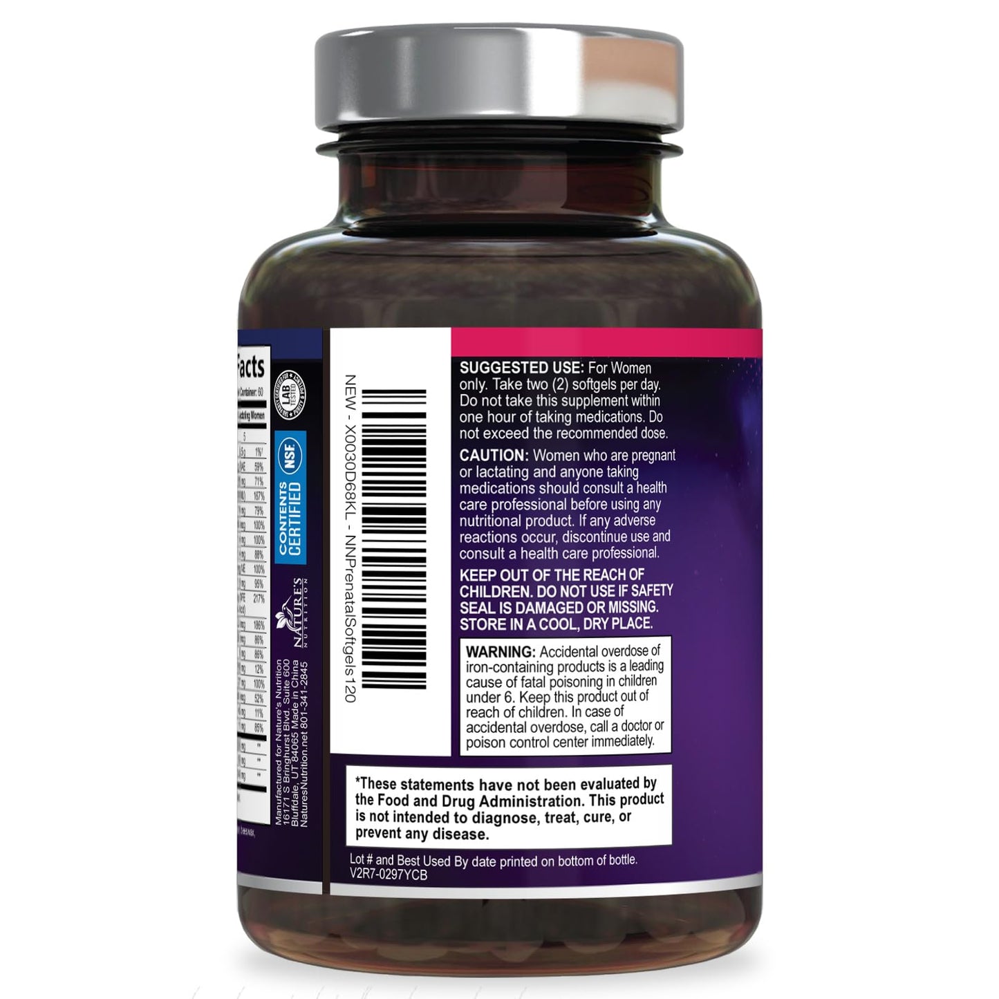 Premium prenatal supplement for fetal development by Natures Nutrition
