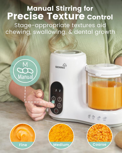 Fresh vegetable puree inside the premium Tritan baby food processor bowl