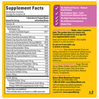 Nature Made Prenatal supplement ingredients list label