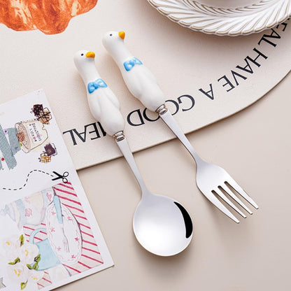 Royal Shang Youpin stainless steel fork and spoon set on dining table