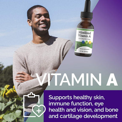Close up of Vitamin A liquid supplement dropper bottle