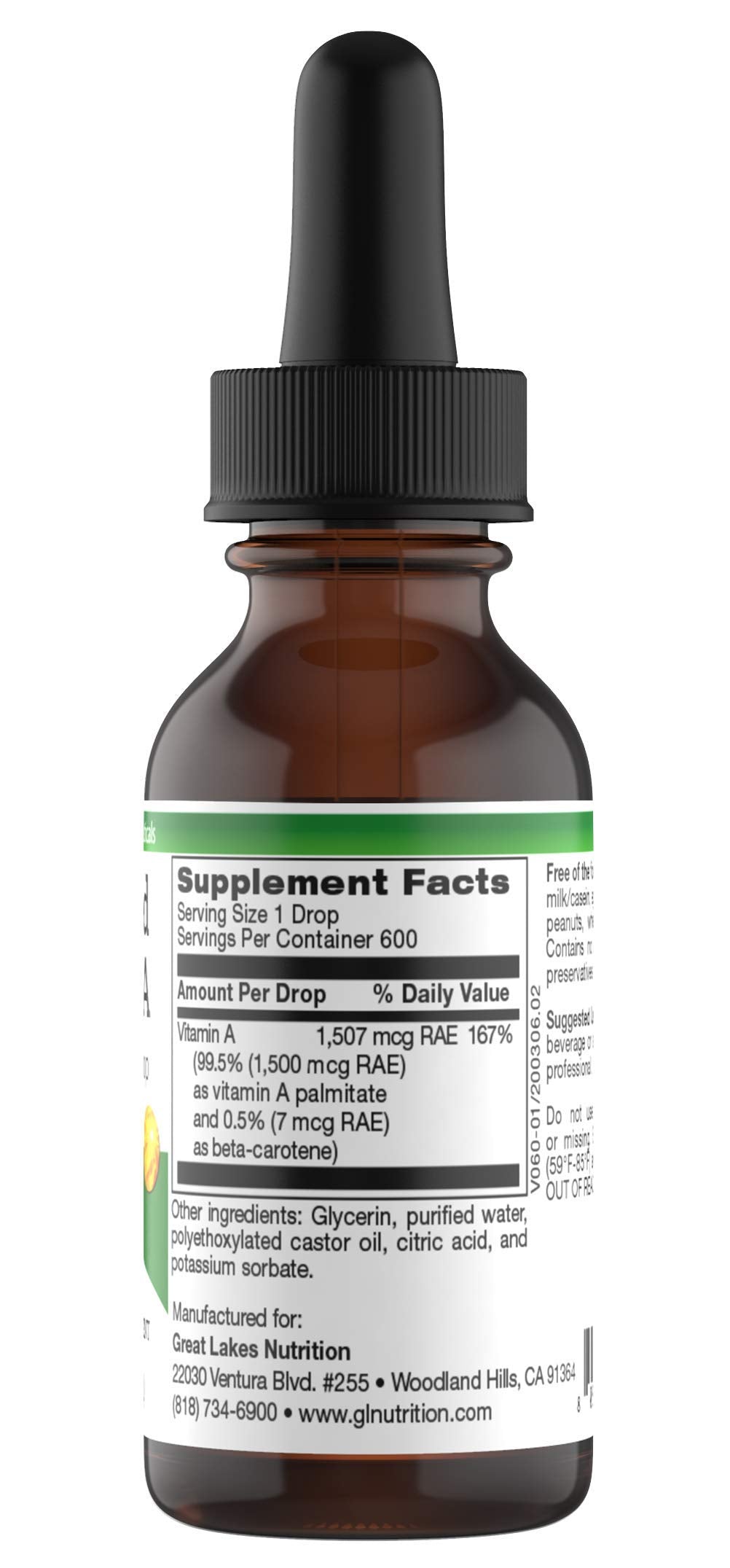 Full set of Great Lakes Nutrition liquid supplement bottle